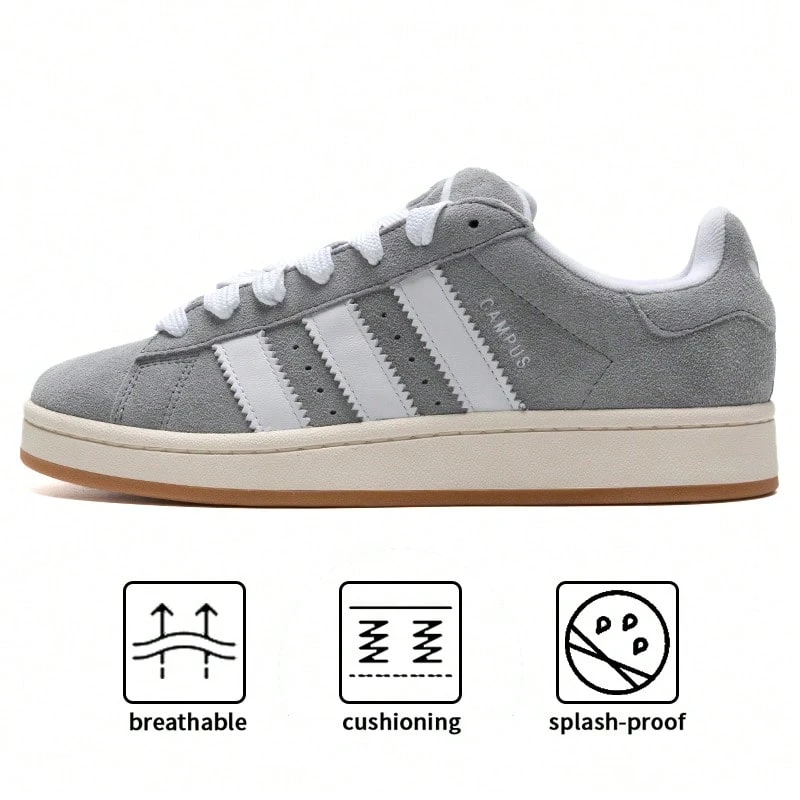 Adidas Originals CAMPUS 00s Lightweight Skateboard Shoes, Unisex Athletic Casual Street Walking Sneakers JQ4109 - Gray/white/jade White - View 1