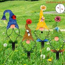 4 Stück 2D Flachkunst Acryl Gnom Dekorationen Set, zur Bodeninstallation, geeignet für Valentinstag, Garten, Hof, Außenterrasse und Rasendekoration, anwendbar für 11 Feiertage