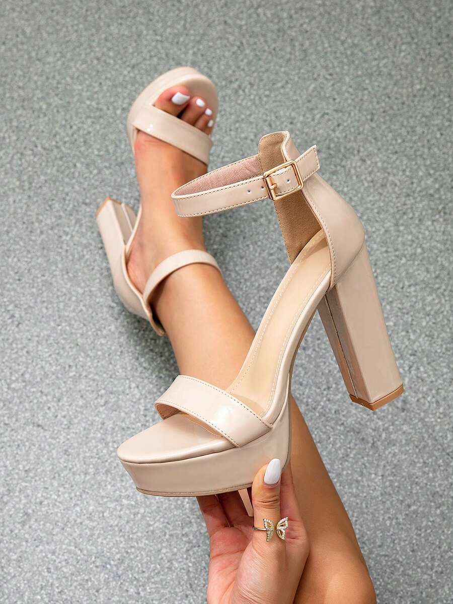 Women's Platform Strap High Heel Sandals, Suitable For Single's Party, Outing, Wedding, Spring, Apricot,Summer Outfits