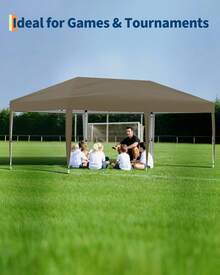 20x10 Pop Up Canopy Tent Outdoor Canopy One-Person Set Up Heavy Duty Commercial Instant Tent Shelter, 6-Sidewall+Brown - Brown - View 7