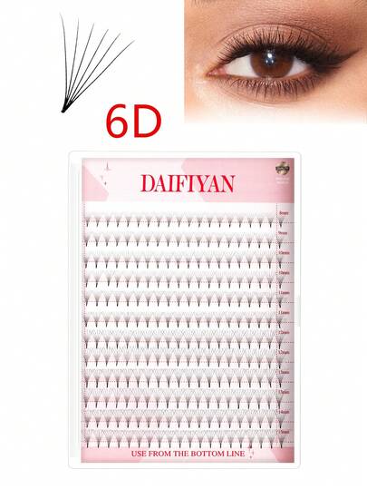 6d Long Stem Cluster Eyelashes, 8-15mm With Glue Dots, 12 Lines Of 240 Mixed Blooming Volume Cluster Eyelash Extensions, Realistic-Looking, Suitable For Daily And Party Makeup, Portable And Convenient To Use