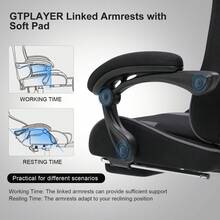 Fabric Gaming Chair, Massage Ergonomic Computer Chair With Footrest, Lumbar Support, Headrest, Height Adjustable Home Office Reclining PC Racing Chairs, Grey - Gris - Ver 2