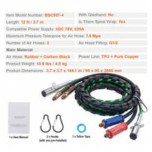12FT Semi Truck Air Lines Kit, 3-In-1 Air Hoses & ABS Power Line For Semi Truck Trailer Tractor, 7-Way Plug Electrical Cord Cable And Rubber Air Lines Hose Assembly Kit With Hook &  Tape - Black - View 7