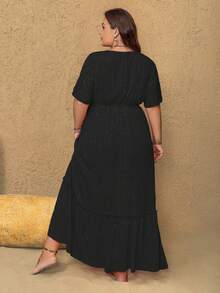 Rusttydustty Boho Kleid in Große Größen mit orangefarbener Blumenstickerei und Pailletten, perfekt für Ostern, Strand, Hawaii-Musikfestival und tropischen Urlaub - Schwarz - Übersicht 2