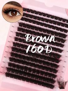 DAIFIYAN Brown 14Rows D Curl 280Pcs/238Pcs/210Pcs/196Pcs/168Pcs Individual Lashes Fluffy Lash Clusters 60D/80D/100D/120D/140D/160D Individual Eyelash Thick Cluster Eyelash Extensions Lashes Clusters 8-16MM Wispy Cluster Lashes