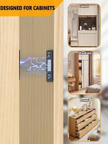 Self-Adhesive Magnetic Strips For Sliding Doors And Wardrobe Doors, Self-Adhesive Invisible Sliding Door Magnets, Strong Magnetic Door Catches, Invisible Magnetic Locks, Ultra-Thin Strong Magnetic Wardrobe Cabinet Door Locks - Multicolor - View 4