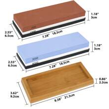 Set di pietre per affilare professionali - Doppia grana di affilatoio (400/1000 e 3000/8000) con base in bambù antiscivolo, affilatore di coltelli per cucina, caccia, utensili da chef