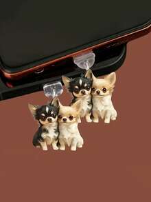 1 pieza Lindo enchufe antipolvo para teléfono de acrílico con diseño de perro, se adapta al puerto de carga ovalado Tipo-C y al puerto de carga de teléfono Apple