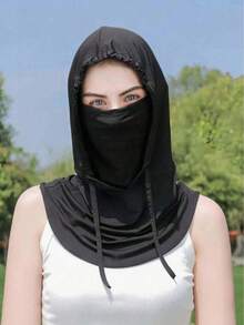 2/1pc - Unisex Outdoor UV Protection Face Mask & Hat Combo With Ice Sleeve, Breathable Ice Silk Balaclava - All-In-One Face & Neck Covering Adjustable Drawstring, Suitable For Outdoor Activities, Fishing, Hiking, Summer Sun Hat With Neck Gaiter, Essential For Sun Protection Ski Masks - Multicolor - View 5