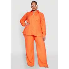 Plus Size Linen Palazzo Pants - Multicolor - View 2