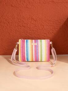 Mini Straw Beach Bag, Women's Spring Summer New Unique Shoulder Crossbody Bag - Multicolor - View 2
