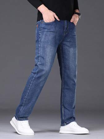 Men's Casual Business Slim Fit Jeans With Pockets