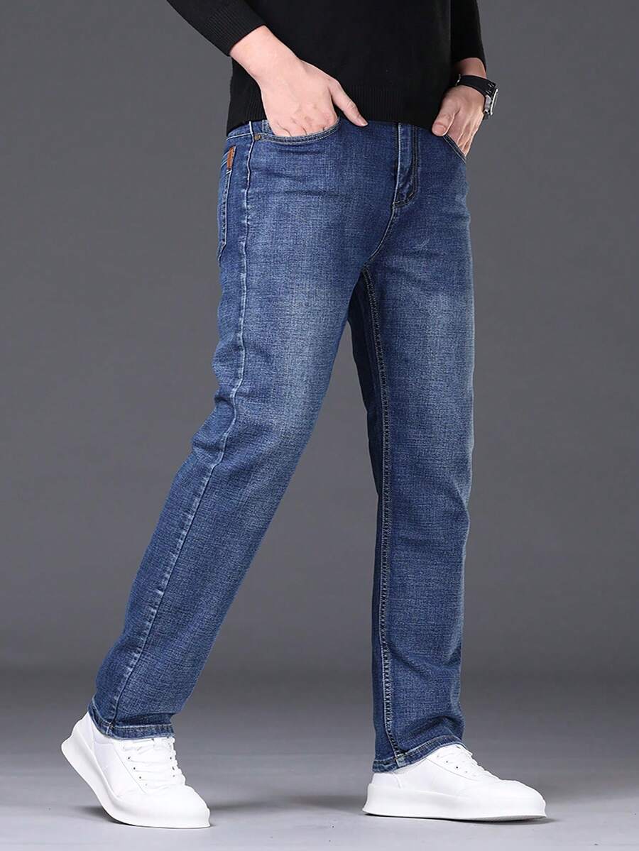 男士商务休闲直筒牛仔裤，弹力牛仔裤，适合日常穿着，时尚百搭
