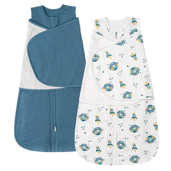 2 PCS Sleep Sack Swaddle 0.5 TOG Baby Mute Wearable Blanket 100% Cotton Baby Sleep Bag For Newborns 1-12 Months