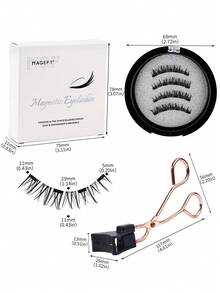 MAGEFY 1 Set 4pcs CC Curl Magnetic Eyelash Kit - Natural Looking Reusable False Eyelashes With Strong Magnet, 8-12mm Faux Mink Lashes For Everyday Wear, Waterproof,Comic Eyelash Glue Free, Comic Pointed Tail Style Mixed Style, Elongated Eye Tail Enlarges Both Eyes,Fluffy Slim For Everyday Use Manga Eyelashes, Travel Essentials ﻿ - 自然纖長款 - 查看 3