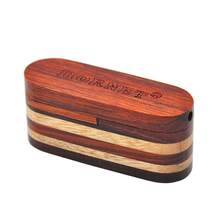 1pc New Dual-Layer Wooden Pipe, Rotating Wooden Mini Pipe, Portable Compact Wooden Pipe, Random Wood Grain Color - Brown - View 5