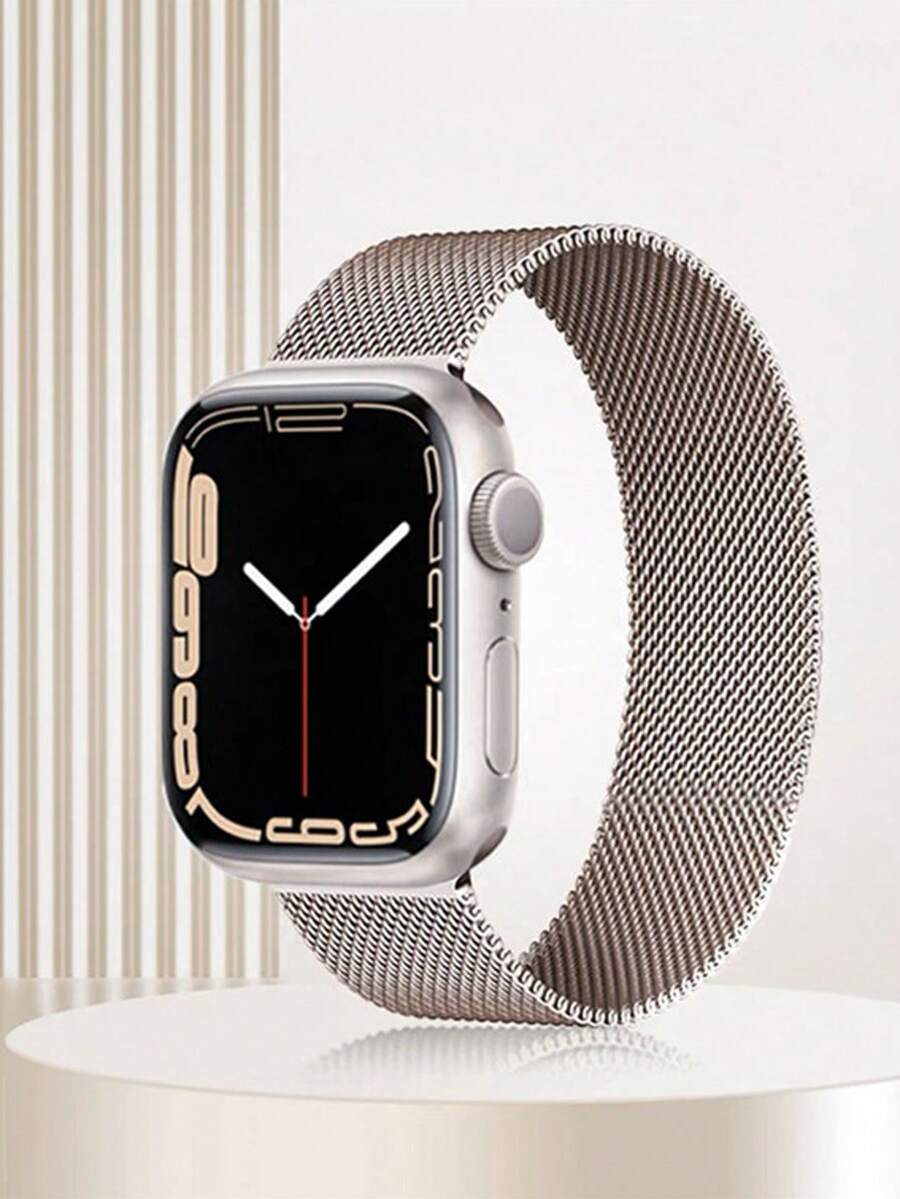 1件時尚中性米蘭式錶帶，相容 Series 11、Series 10、Series 9，尺寸 45mm、49mm、38mm、40mm、41mm、42mm、44mm、46mm；奢華星光不鏽鋼磁吸米蘭式網狀錶帶，相容 Ultra/SE/10/9/8/7/6/5/4/3/21
