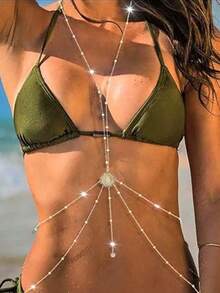 1pc Beach Style Rhinestone Bra Chain Gold Silver Crystal Diamond Sexy Body Chain Jewelry For Women