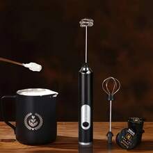 1pc Electric Handheld Milk Frother - USB Charging, 1200mAh Long Lasting Battery, 3 Speed Settings, With 2 Stainless Steel Whisk Attachments, Suitable For Beating Eggs, Making Smoothies, Sauces, Purees, Whipped Cream, Cappuccinos, Hot Cocoa, Milk Frothing - Upgrade Your Kitchen & Cafe - Multicolor - View 9