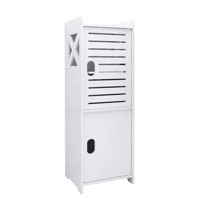 Mobiletto portaoggetti a 3 cassetti e doppia anta, mobiletto portaoggetti per bagno, mobiletto portaoggetti per WC, mobiletto portaoggetti multiuso, a prova di umidità, facile da pulire, bianco