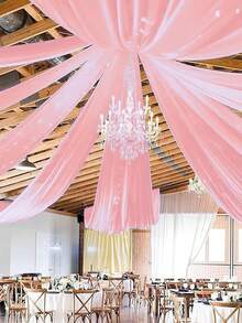 1 tấm vải rèm voan dài 3,15 thước Anh, rèm voan mỏng màu trơn dài, đa năng dùng làm phông nền tiệc, phù hợp cho cổng cưới, trang trí nhà cửa, phông nền rèm cổng cưới, vải cổng màu hồng nhạt, trang trí nhà cửa - Hồng ngọc bích - Xem 5