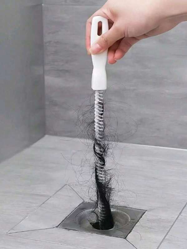 Drain Cleaning Brush, Bathroom Drain And Sink Cleaner, Drain Dredge, Dredge Tool, Household Hair Catcher Drain Cleaning Tool, Flexible Sink Drain Cleaning Brush, Drain Dredge, Suitable For Bathroom/Kitchen Sink, Drain Cleaning Supplies, Dredge Pipe Sewer Cleaning Brush, Bathroom Floor Drain Hair Hair Cleaning Brush White (Please Watch The Video For Usage)
