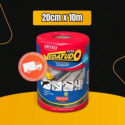 Fita manta asfáltica auto adesiva aluminizada CINZA multiuso 20 cm x 10 m VEDATUDO