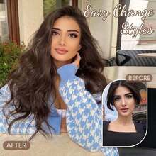 Megito Hair Extensions Clip In 4PCS Hair Extension Long Wavy Full Head 20Inch Clip In Hair Extension Synthetic Fiber Hair Pieces For Women - 棕色 - 查看 3