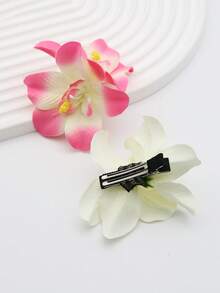 3pcs Fabric Artificial Flower Hair Clips, Bohemian Style Side Bangs Hairpin, Beach Holiday Daily Wear, Claw Clips, Hair Slide - Two Colors - View 3