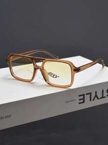 复古小框时尚眼镜，时尚百搭，适合拍照、街头风格、海滩 - 芥末黃 - 查看 8