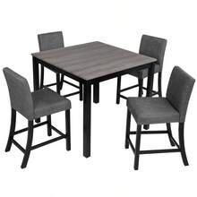 5-Piece Counter Height Table Set With 4 Chairs, Counter Height Table Set For 4 With Chairs, Wooden Counter Height  Table Set For Kitchen, Dining Room, Light Grey & Black Two Tone-7989 - Multicolor - View 8