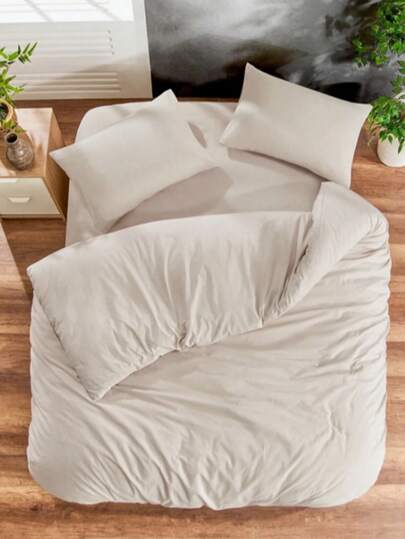 MADE IN TURKEY Single Size 3-Piece Bedding Set | 160x220 Cm Duvet Cover + 100x200x30 Cm Fitted Sheet + 1 Envelope Pillowcase 50x70 Cm | 65% Cotton | Soft & Breathable