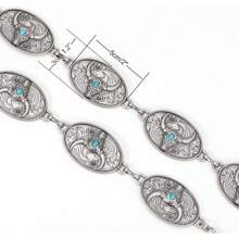 Damen Concho-Ketten-Gürtel mit Metallgliedern, Westernstil Cowgirl Türkis-Ketten-Gürtel für Kleider