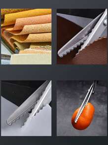 2pcs Set: Sewing Scissors, Serrated Scissors, Suitable For Handicrafts, Tailoring, Paper Cutting, School, Home, Fabric Edging, Leather, Decoration (1 Pair Of Scissors + 1 Soft Ruler)