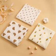 卡通图案平纹细布婴儿襁褓毯，柔软透气婴儿防惊吓包巾，婴儿浴巾 - 摩卡棕 - 查看 7