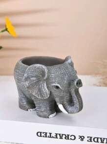 1pc Simple Outdoor Gardening Creative Succulent Planter, Elephant Shaped Resin Desktop Potted Plant Decor