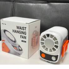 1pc Ice-Cooling High-Speed Waist-Hanging Fan With USB Charging, Portable Outdoor Cooling Worksite Clip-On Waist Fan. Features A 6000mAh Large-Capacity Battery, 5-Speed Wind Adjustment, 2-In-1 Charging And Cooling Functionality (Dual-Purpose Device). Equipped With Night Lighting, Universal Type-C Charging Port, Portable Smart Clip, Digital LED Display, And Real-Time Speed/Battery Level Indicator With Numerical Readout.