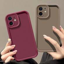 Funda protectora de teléfono con cámara de TPU mate con textura escalonada y alta definición, compatible con Reno 15 FS/Honor/Poco/ S26 Ultra/compatible con iPhone 17 Pro Max 17e Air 16 16e 15 Plus 14 13 12 11 Pro 5/6/6s/7/8 Plus X/XS Max XR SE2/SE3/SE4, cubierta protectora a prueba de golpes - Café integral - Ver 6