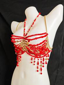 中性性感亚克力亮片镂空吊坠身体链项链，胸带比基尼饰品，适合女性、男性、LGBT，适合夜总会、派对、酒店、狂欢节、情侣 - 星星 - 查看 8