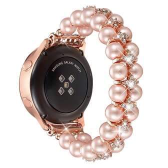 时尚串珠表带，双排闪亮表带，手工弹性串珠替换表带，兼容 Galaxy Watch 4 40mm 44mm 表带 / Galaxy Watch 5 / Active 2 40mm 44mm / Watch 4 Classic 42mm 46mm Watch7 40mm 44mm 女式表带，适合 5.5-7.3 英寸手腕，完美的珠宝手表配件，Galaxy 表带