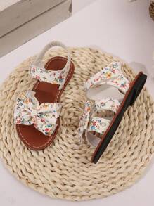 1 Pair Toddler/Little Girl Solid Color PU Dot Strap Round Toe Flat Sandals, Lightweight & Fashionable Roman Style Casual/Holiday Wear Shoes, Suitable For 3-12 Years Old, Spring/Summer