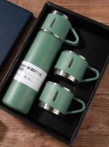 1pc Stainless Steel Three-Lid Long-Lasting Insulated Cup Is A High-End Portable Portable Water Cup Set For Outdoor Business Travel And Household Use, Suitable For Keeping Milk, Coffee, Beer, Tea, Cola, And Cold And Hot Beverages Warm