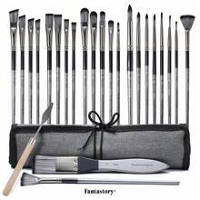 24pcs Paint Brush Set, Fuumuui Acrylic Paint Brushes, Professional Artist Series With Wide Flat, Filbert, Fan, Cat Tongue, Round, Angle, Rigger For Oil, Acrylic Canvas Paintings, Face Painting - Sets - View 11