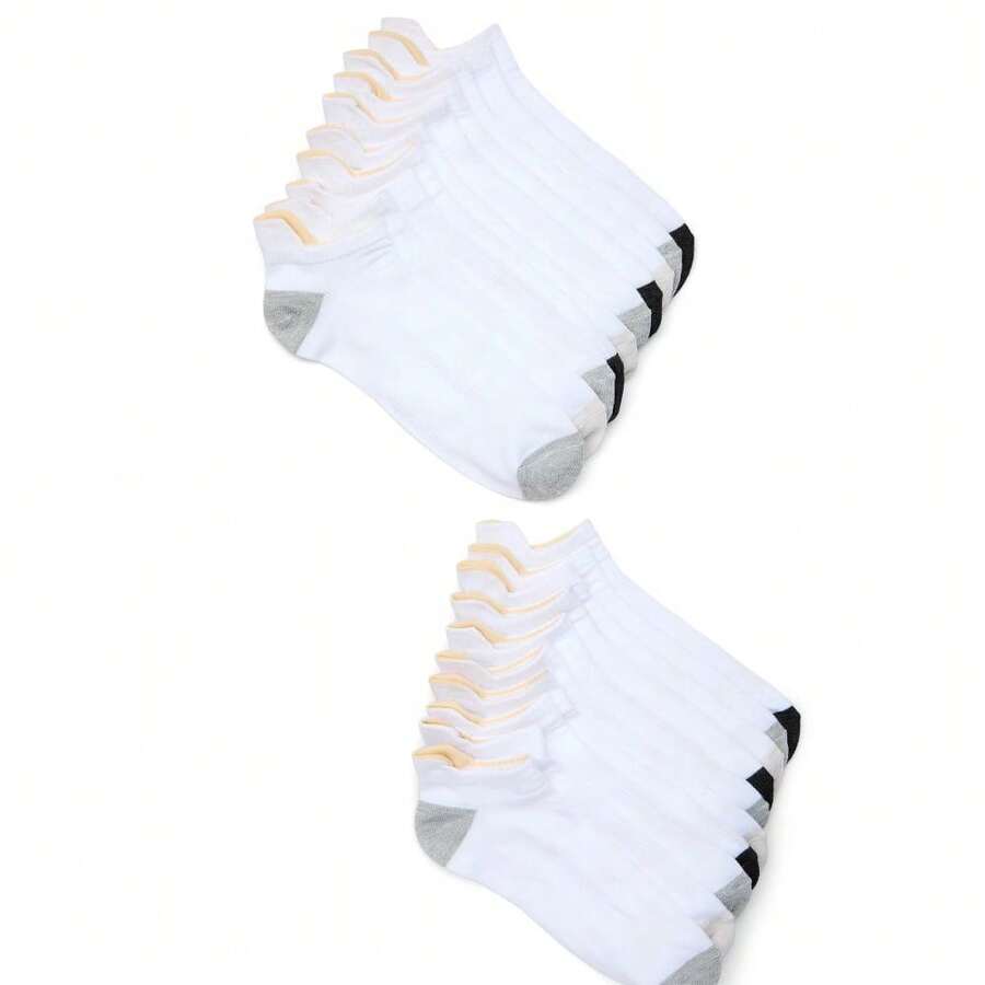 Avia Women's Performance Light Weight Low Cut Socks With Back Tab, Pack Of 10 - White - View 1