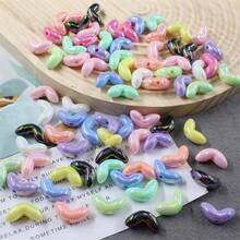 10件随机款式郁金香花叶UV镀珠DIY亚克力手机绳汽车挂件穿笔钥匙扣配件节日礼物