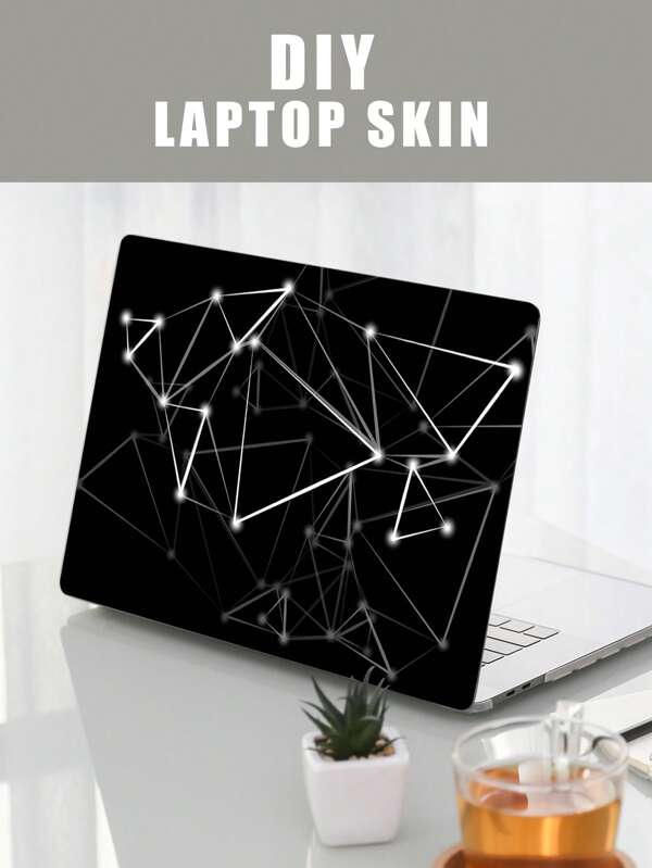2pcs Minimalist Stylish Geometric Line Print Laptop Skin Stickers, Removable DIY Decoration Using High-Quality PVC Material To Protect Laptop Surface, Compatible With MACBOOK, Case 15*11.02 Inch