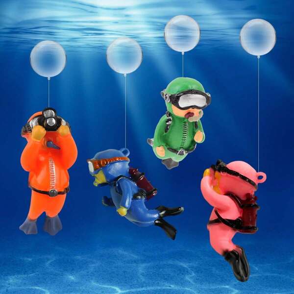 Decoración de pez flotante para acuario, decoración de buzo adorable para acuario, accesorios de dispositivo flotante para acuario, apto para todo tipo de acuarios, incluye cuerdas y bolas flotantes. Decoración para exteriores, decoración de jardín, decoración del hogar y jardín.