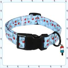 Adjustable Ice Cream Theme Dog Collar - Small Dog Bowl, Soft Polyester, Safety Buckle, For Small And Medium Dogs, Indoor Use, Petplies