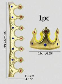 👑 تاج ذهبي للبالغين، قطعة رأس للأمير مرصعة بالراين ، ديكور كيك، تاج لحفلة عيد الميلاد، هدية للأم في عيد الحب، عيد الأم، قطعتان/قطعة