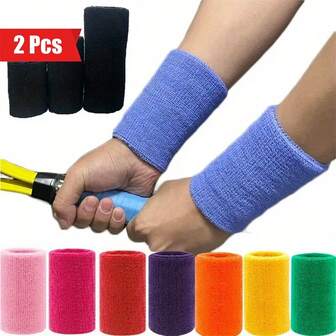 2pcs Tennis & Sports Sweatbands, Moisture Wicking For Basketball, Volleyball, Tennis, Running, Fitness - All Season Wristband Gym Gym Wristbands Accessories